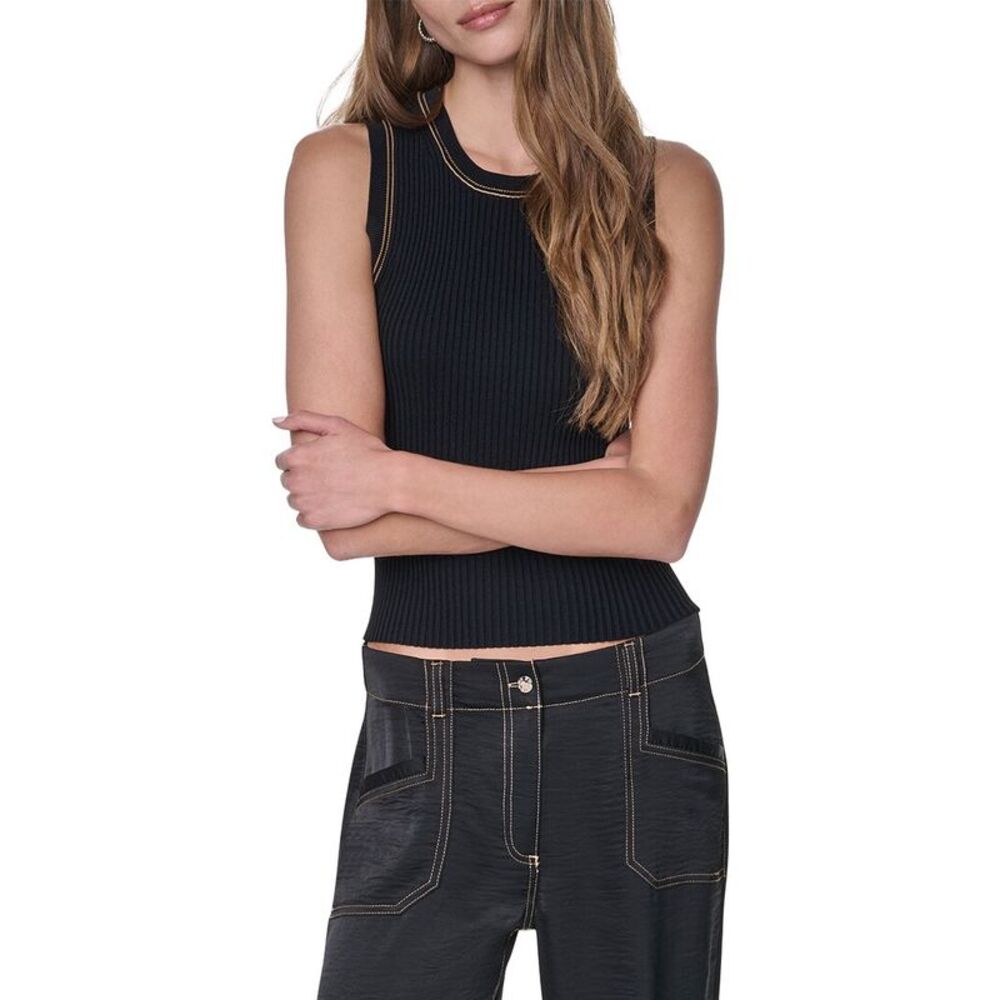 Dkny Womens  Top Stitch Glazed Pant, Black